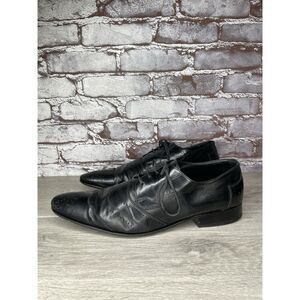 Kalena’s Black Leather Double Wingtip Lace Up Italy Dress Shoes Men 43EU/10M US